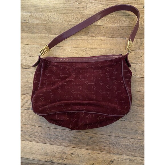 Givenchy Shoulder Bag Suede Leather Red Purse Made in Spain - Picture 1 of 12